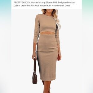 PrettyGarden ribbed midi bodycon cut out dress size L. NWOT